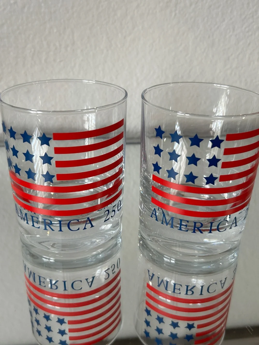 America 250 drinking glasses, Stars and Stripes, set of 2, NEW